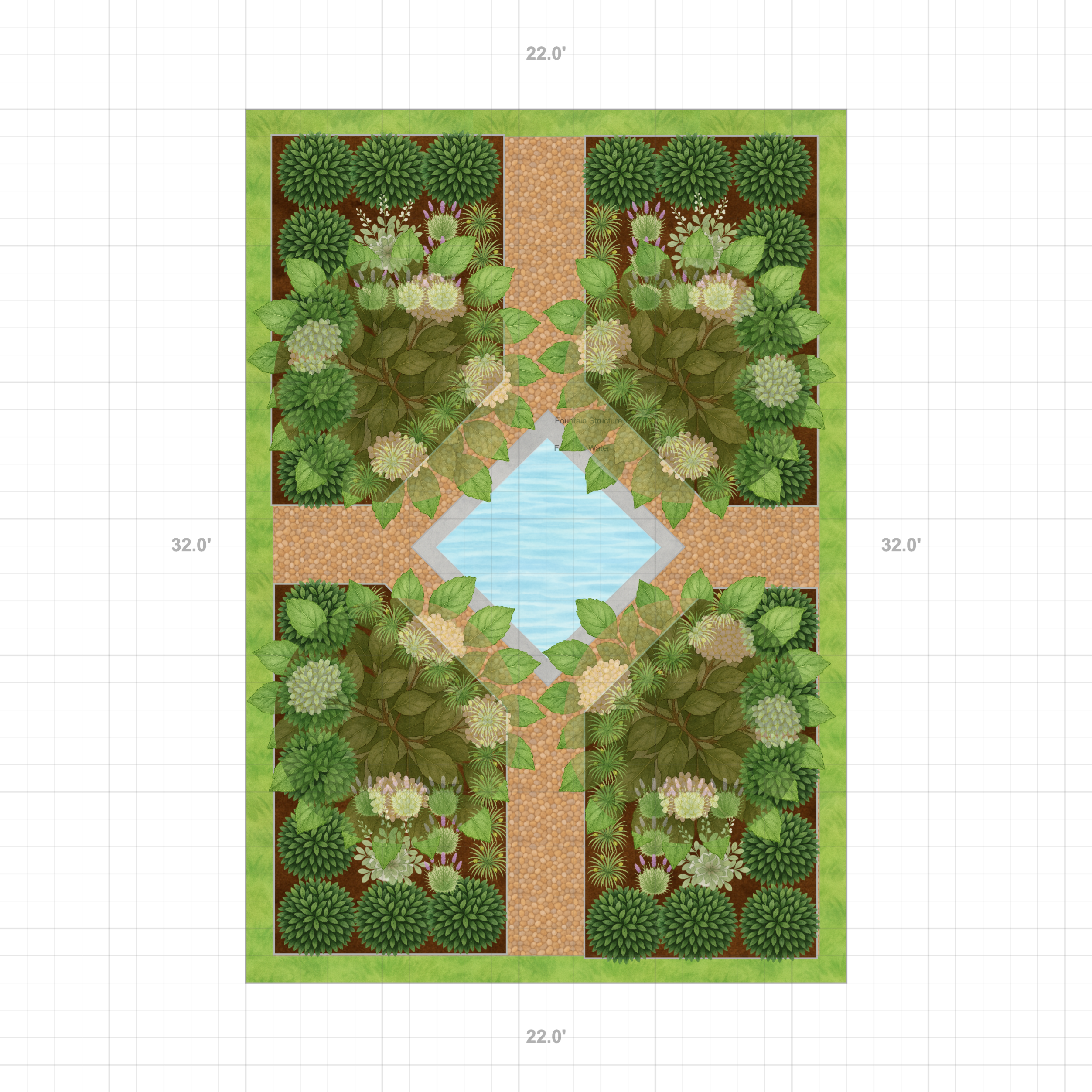Formal Garden with Fountain